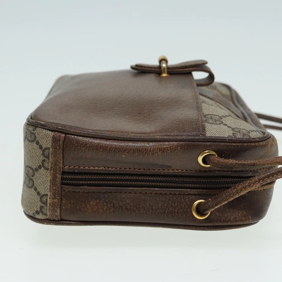 GUCCI GG Canvas Shoulder Bag PVC Leather Beige  fm3580