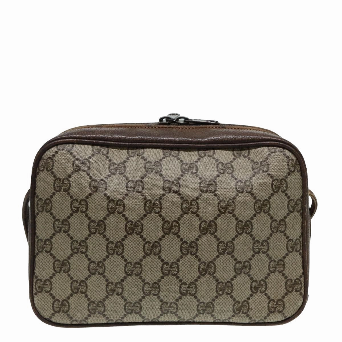 GUCCI GG Canvas Shoulder Bag PVC Leather Beige  fm3580