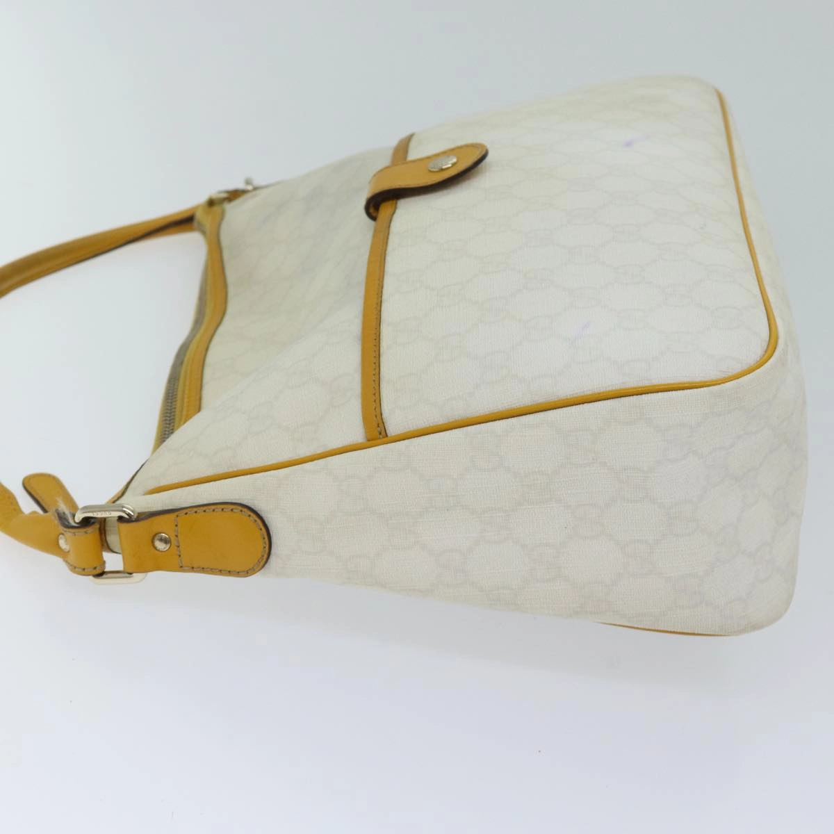 Gucci GG Canvas Shoulder Bag PVC White Yellow