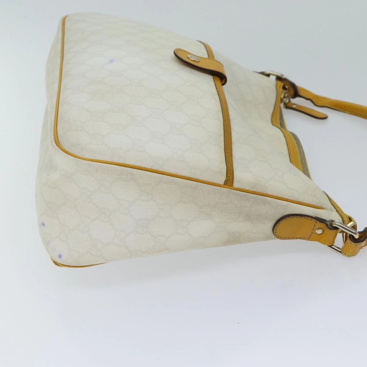 Gucci GG Canvas Shoulder Bag PVC White Yellow