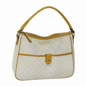 Gucci GG Canvas Shoulder Bag PVC White Yellow