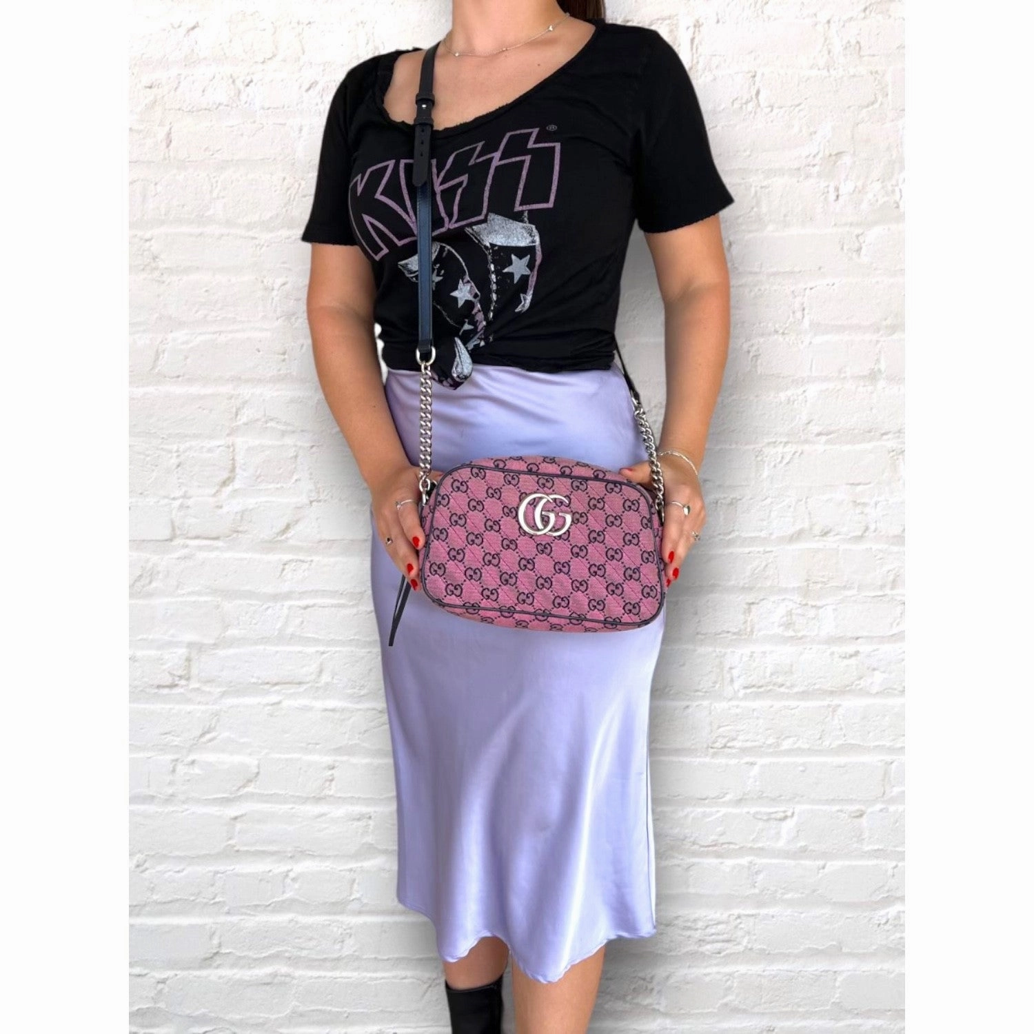 Gucci GG Canvas Small Marmont Matelass Crossbody Bag