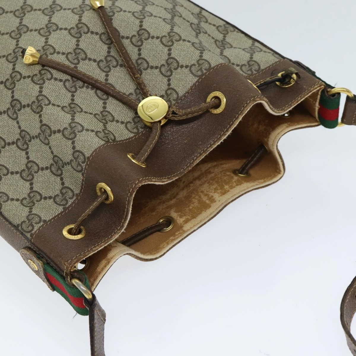 GUCCI GG Canvas Web Sherry Line Shoulder Bag Beige Red 41 02 034  13558