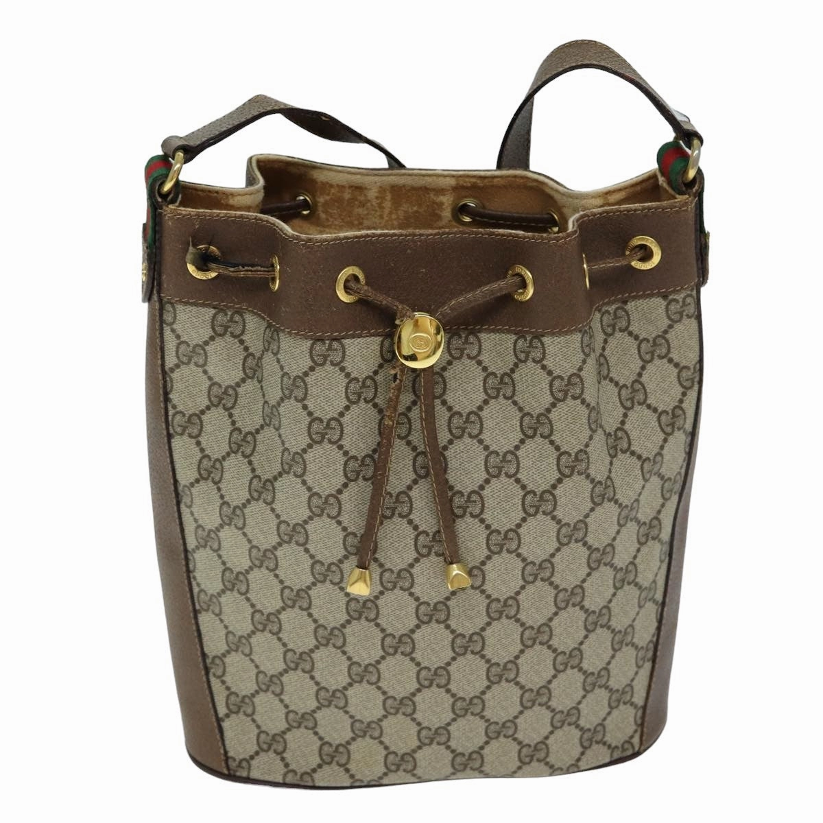 GUCCI GG Canvas Web Sherry Line Shoulder Bag Beige Red 41 02 034  13558