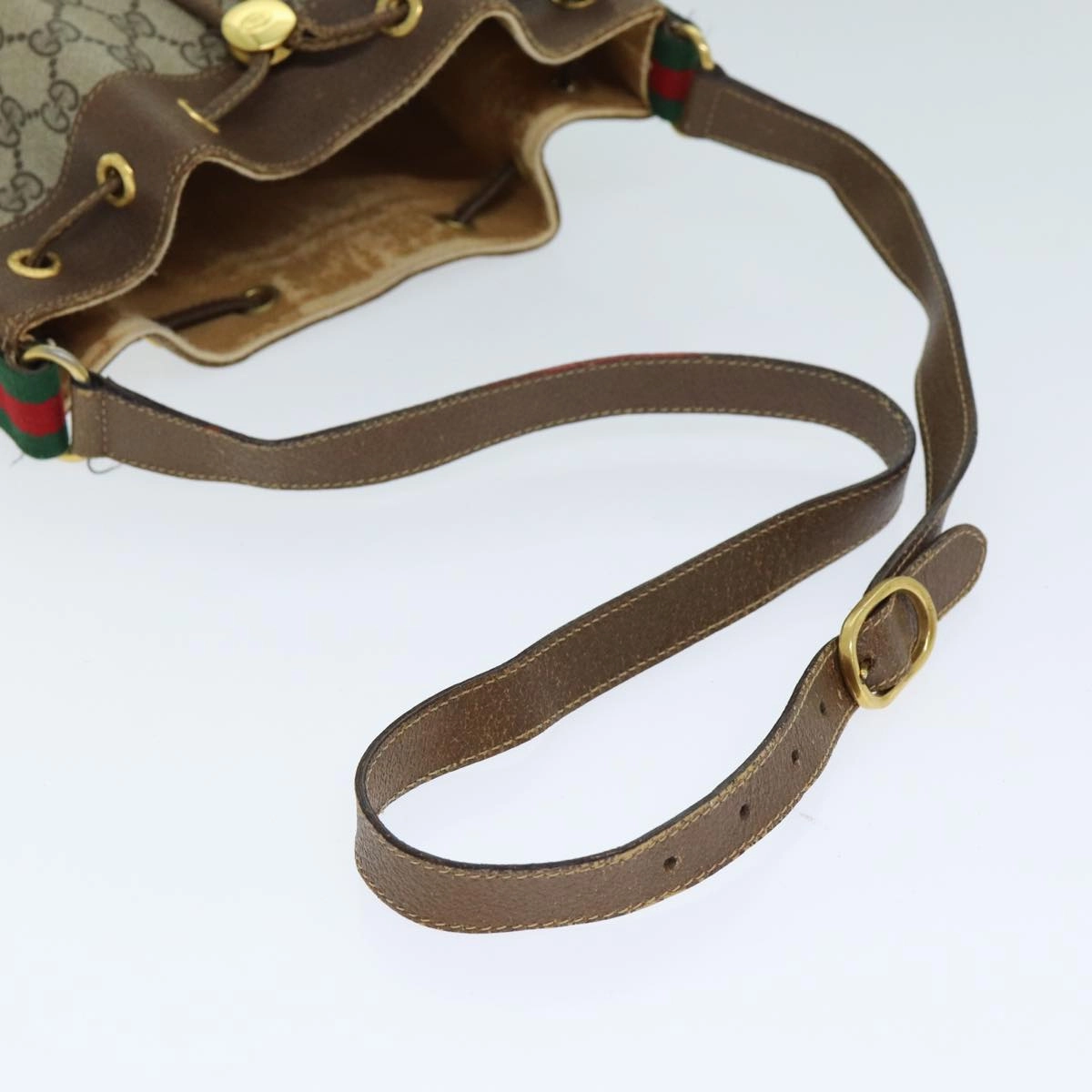 GUCCI GG Canvas Web Sherry Line Shoulder Bag Beige Red 41 02 034  13558