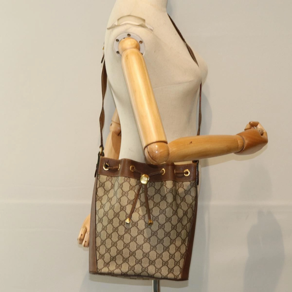 GUCCI GG Canvas Web Sherry Line Shoulder Bag Beige Red 41 02 034  13558