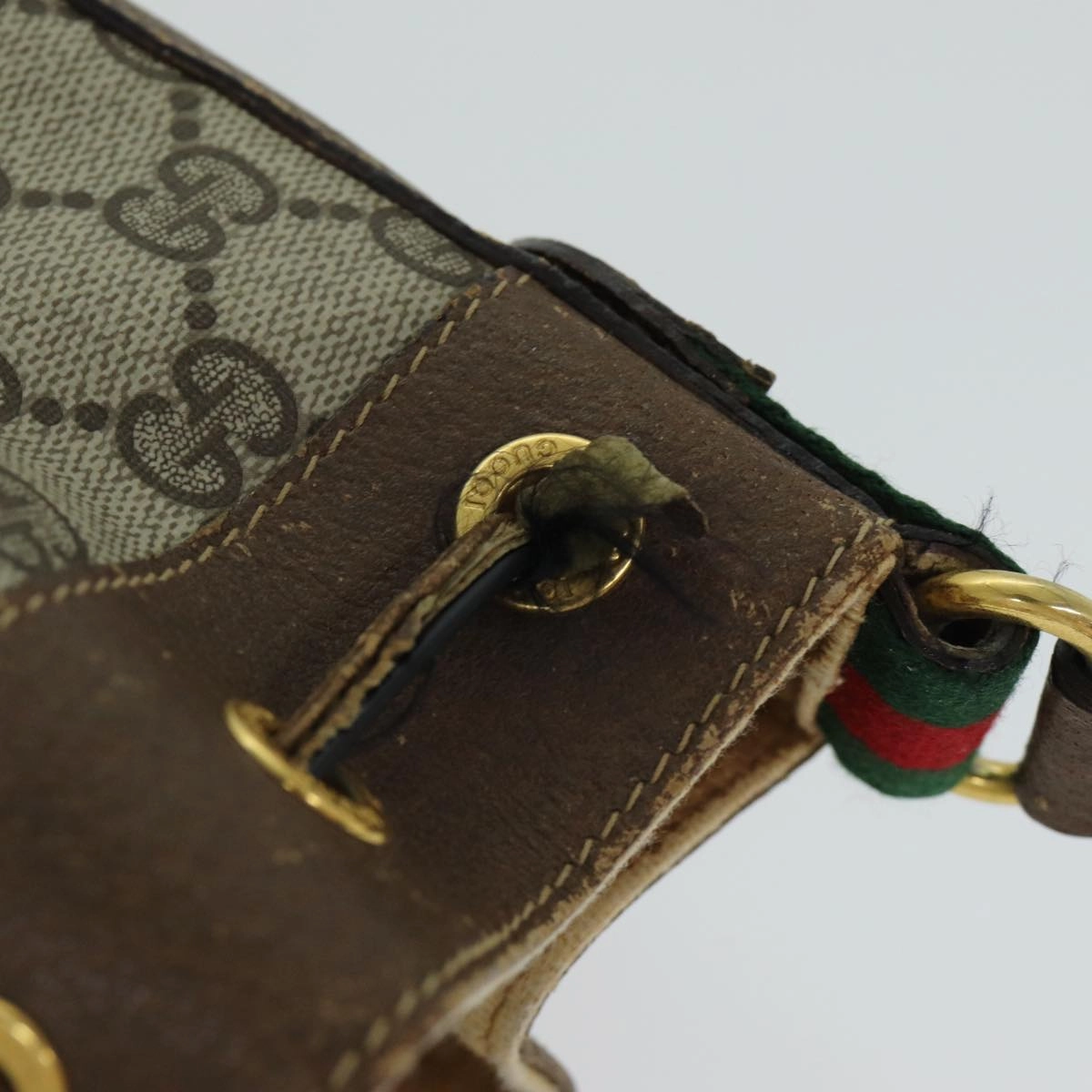 GUCCI GG Canvas Web Sherry Line Shoulder Bag Beige Red 41 02 034  13558