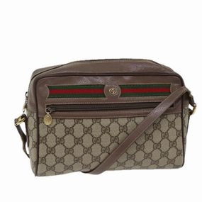 Gucci GG Canvas Web Sherry Line Shoulder Bag PVC Beige Green Red