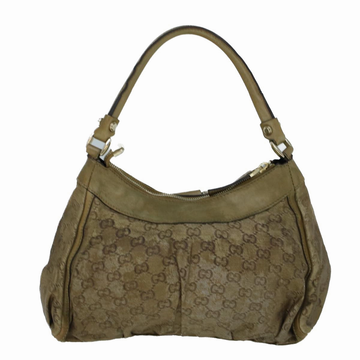 GUCCI GG Crystal Shoulder Bag Coated Canvas Gold 190525  th4147