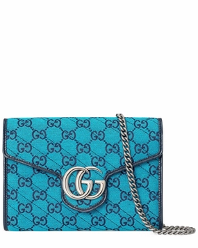 Gucci GG Marmont 2.0 Coated Canvas & Leather Shoulder Bag, Blue