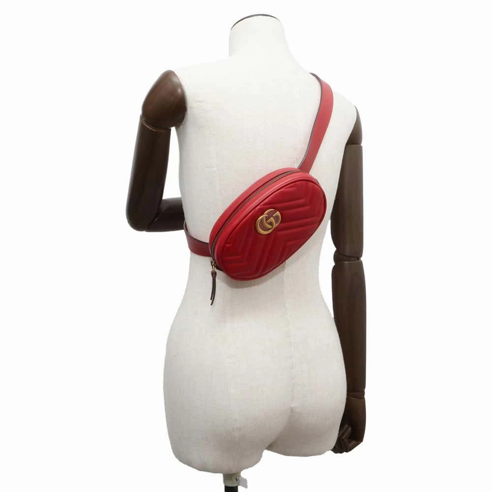 GUCCI GG Marmont Crossbody Bag Red476434 Leather