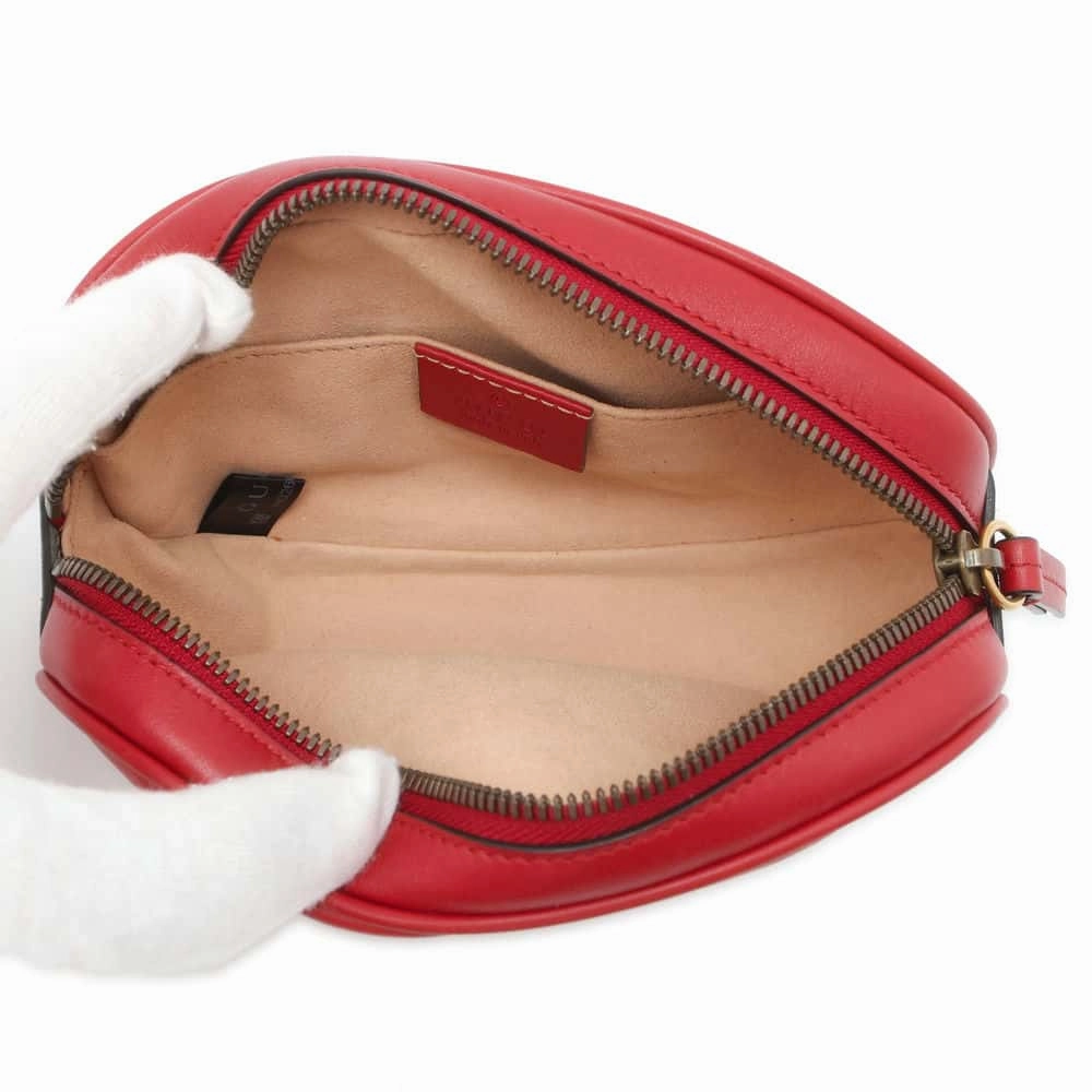 GUCCI GG Marmont Crossbody Bag Red476434 Leather