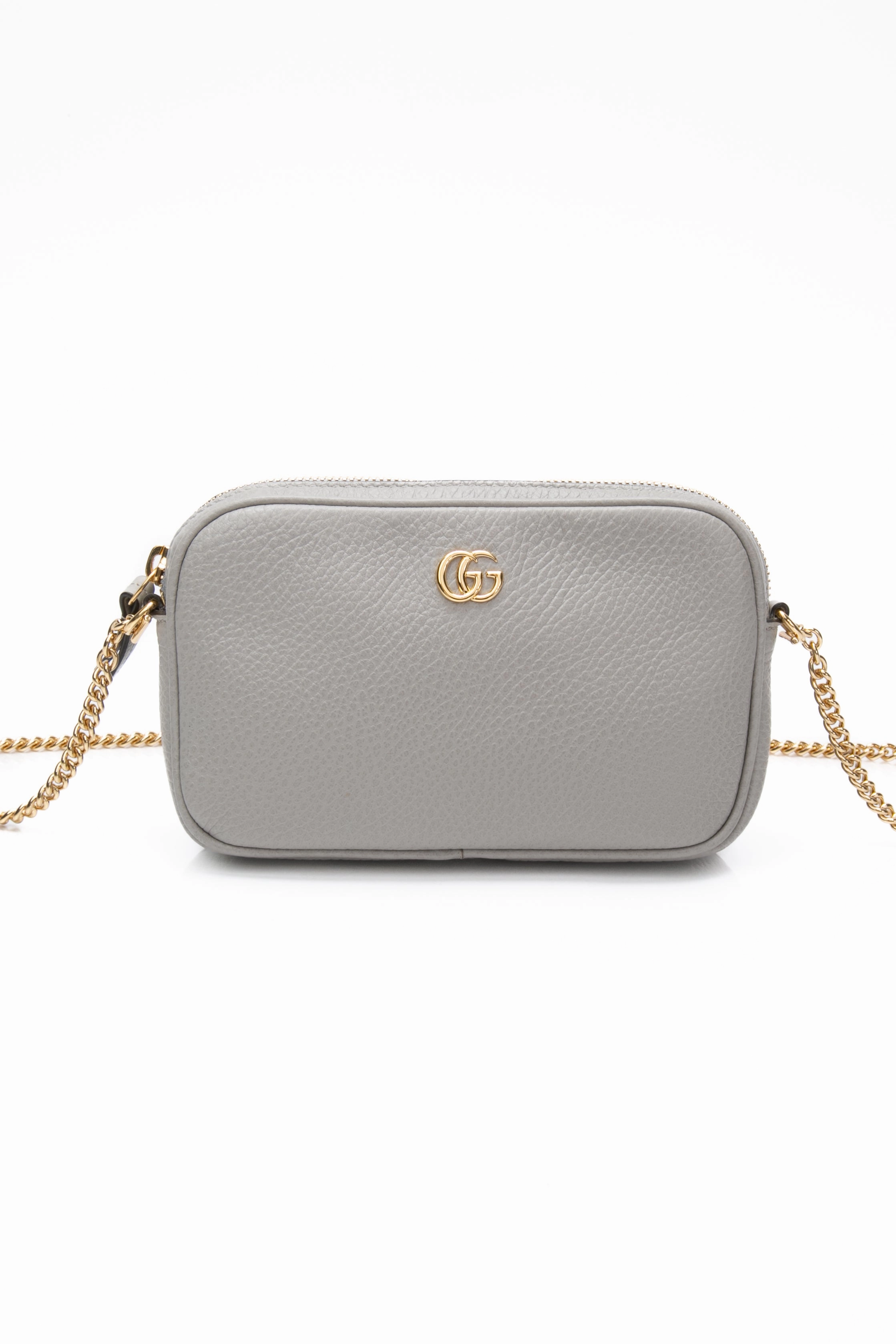 GUCCI GG Marmont Super Mini Grey Crossbody Bag