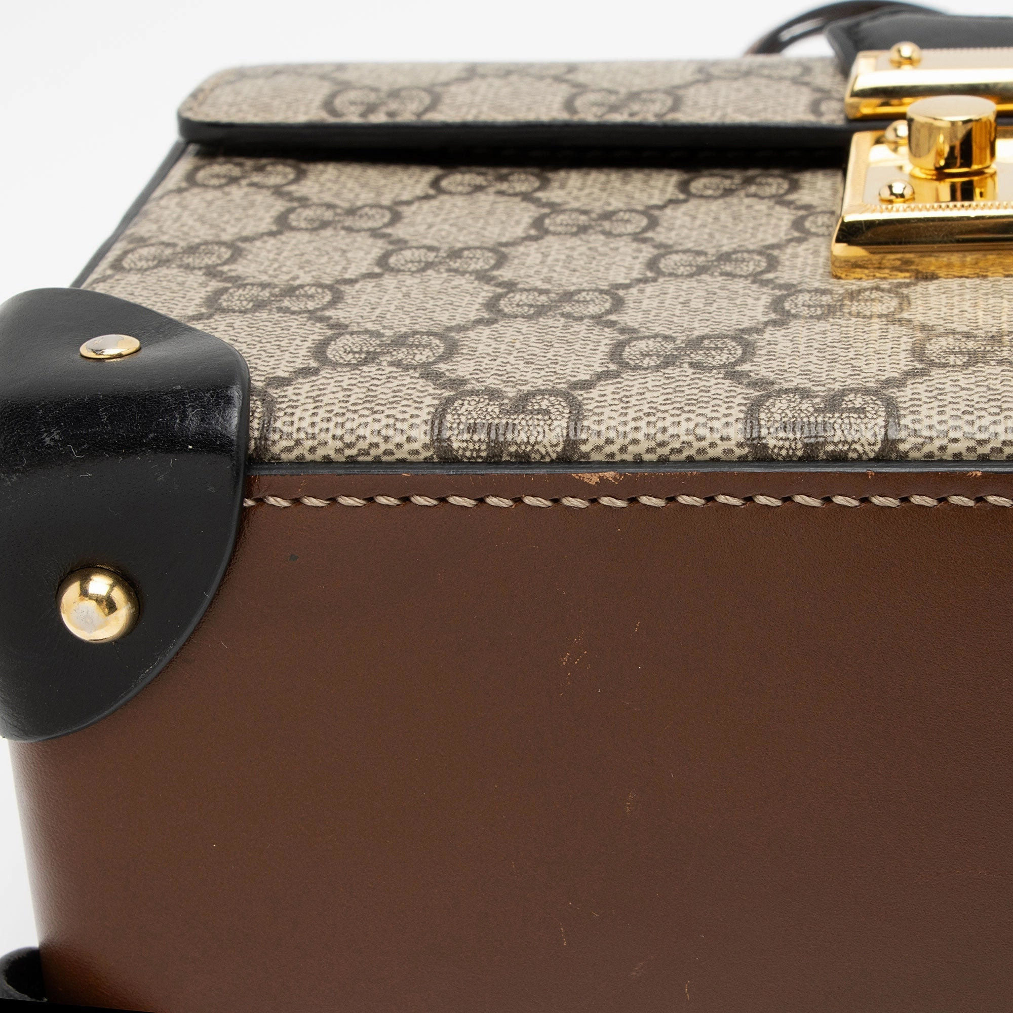 Gucci GG Supreme Bamboo Padlock Top Handle Shoulder Bag (SHF-Kwo5hy)