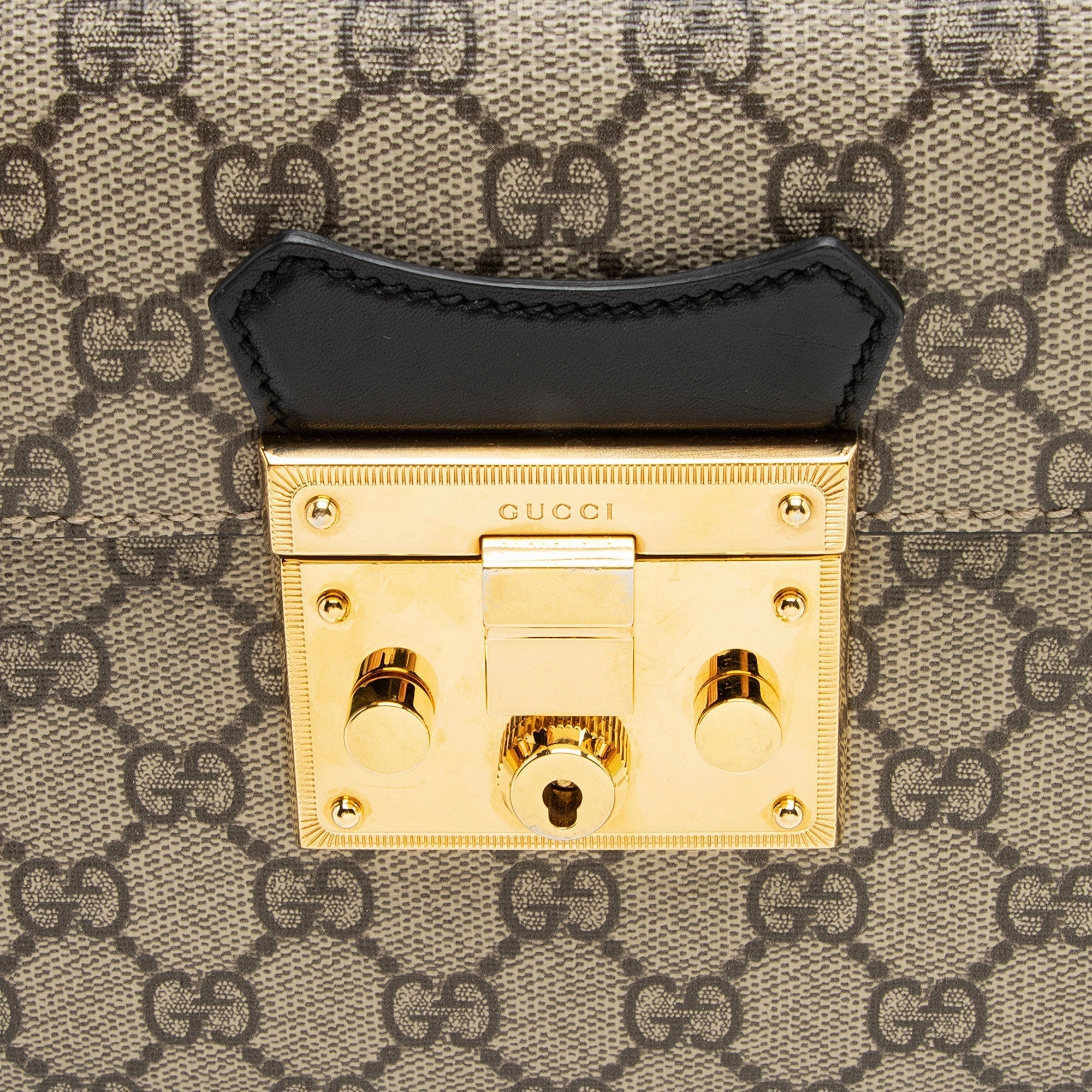 Gucci GG Supreme Bamboo Padlock Top Handle Shoulder Bag (SHF-Kwo5hy)