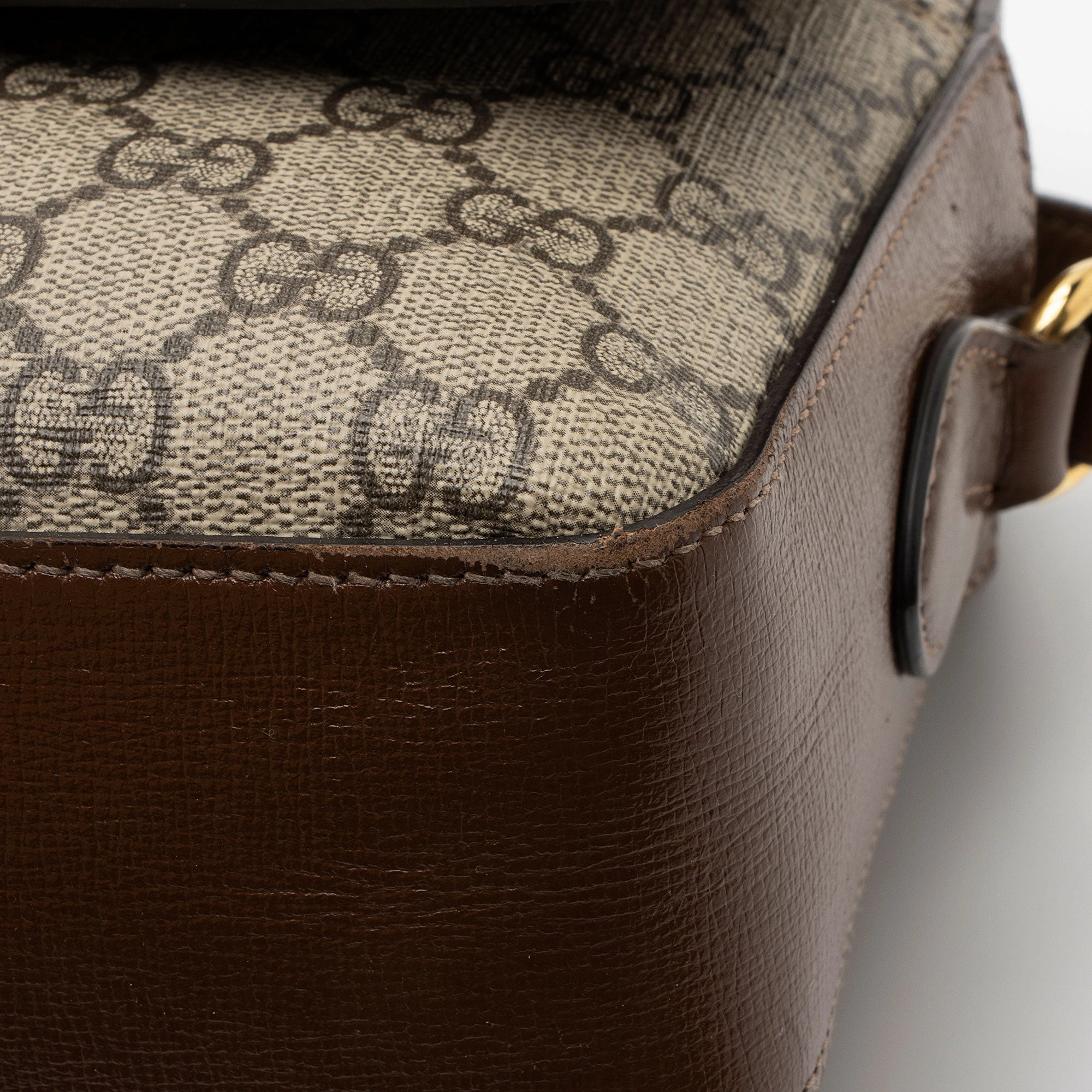 Gucci GG Supreme Calfskin Horsebit 1955 Small Shoulder Bag (SHF-EumYCS)