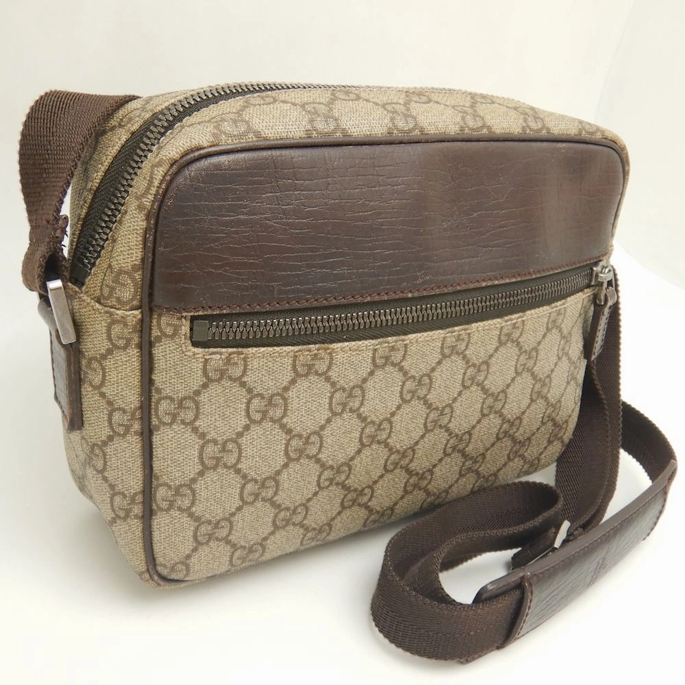 Gucci GG Supreme Canvas Leather Shoulder Bag