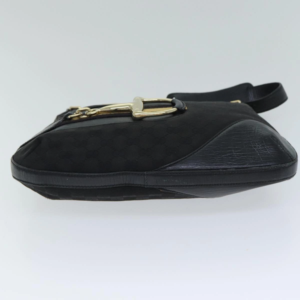 GUCCI GG Supreme Horsebit Shoulder Bag PVC Leather Black 137388  77823