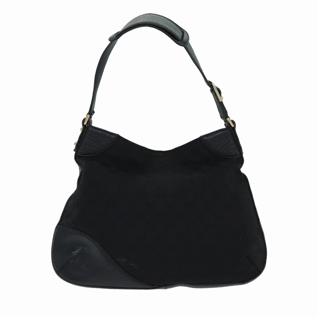 GUCCI GG Supreme Horsebit Shoulder Bag PVC Leather Black 137388  77823