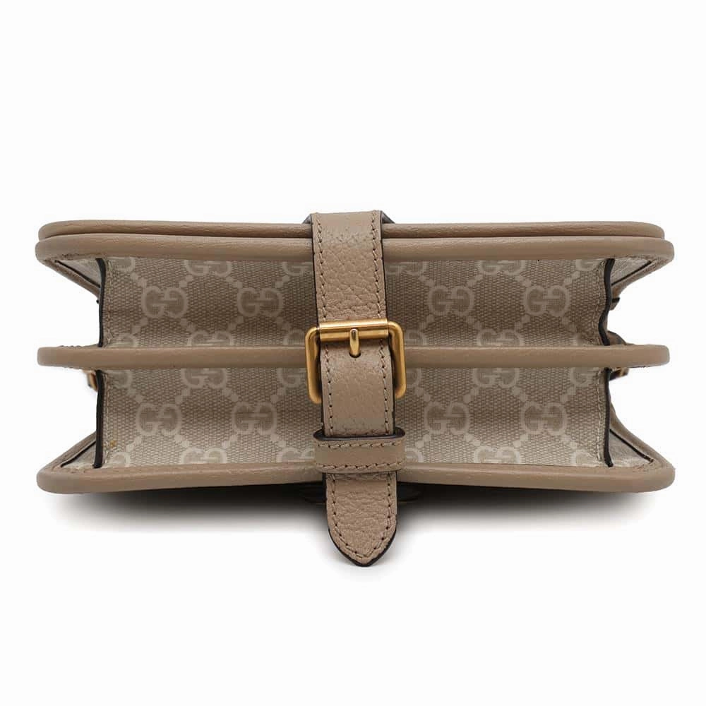 GUCCI GG Supreme Interlocking Shoulder Bag Beige671620 GG SupremeCanvas Leather