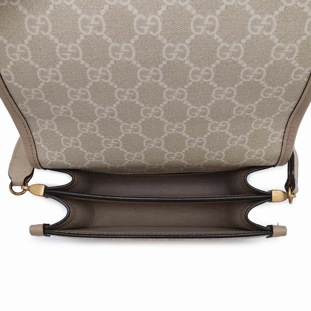 GUCCI GG Supreme Interlocking Shoulder Bag Beige671620 GG SupremeCanvas Leather