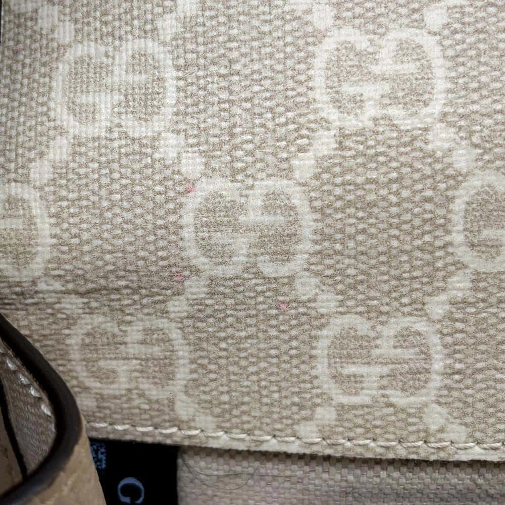 GUCCI GG Supreme Interlocking Shoulder Bag Beige671620 GG SupremeCanvas Leather