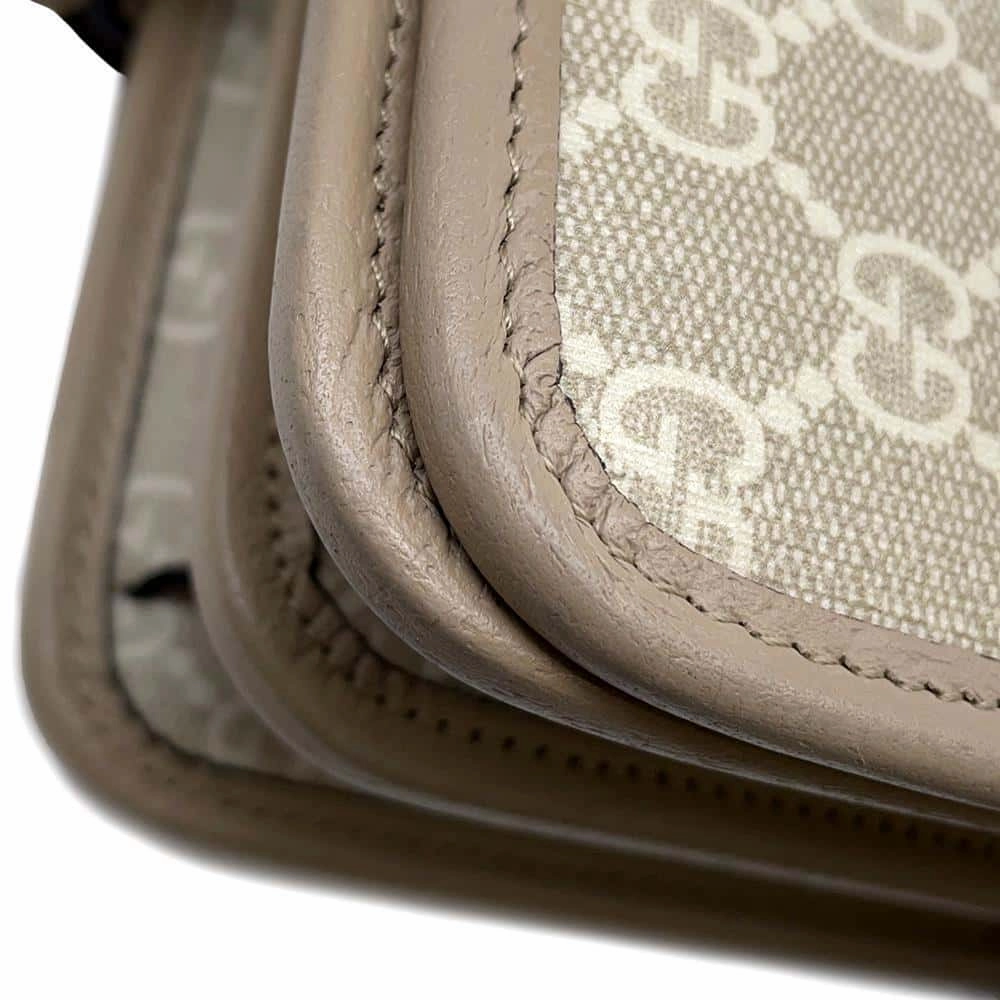 GUCCI GG Supreme Interlocking Shoulder Bag Beige671620 GG SupremeCanvas Leather
