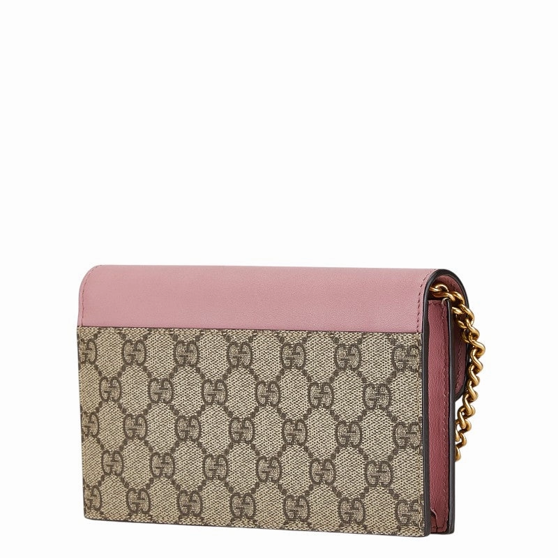 Gucci GG Supreme Pearl Chain Wallet Shoulder Bag