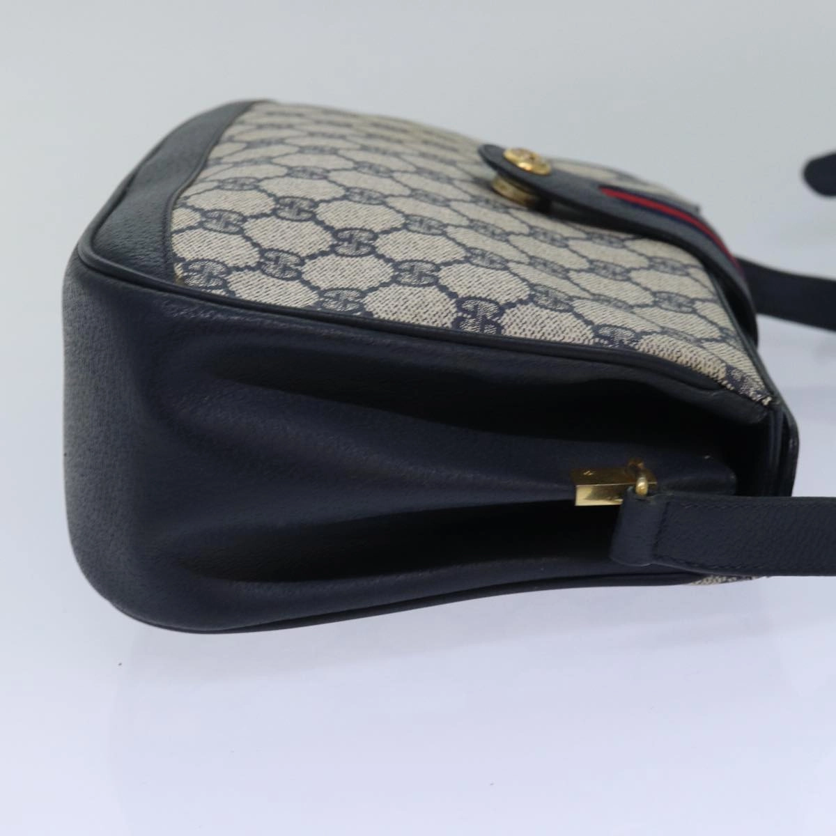 GUCCI GG Supreme Sherry Line Shoulder Bag PVC Navy Red 116 02 076  13428