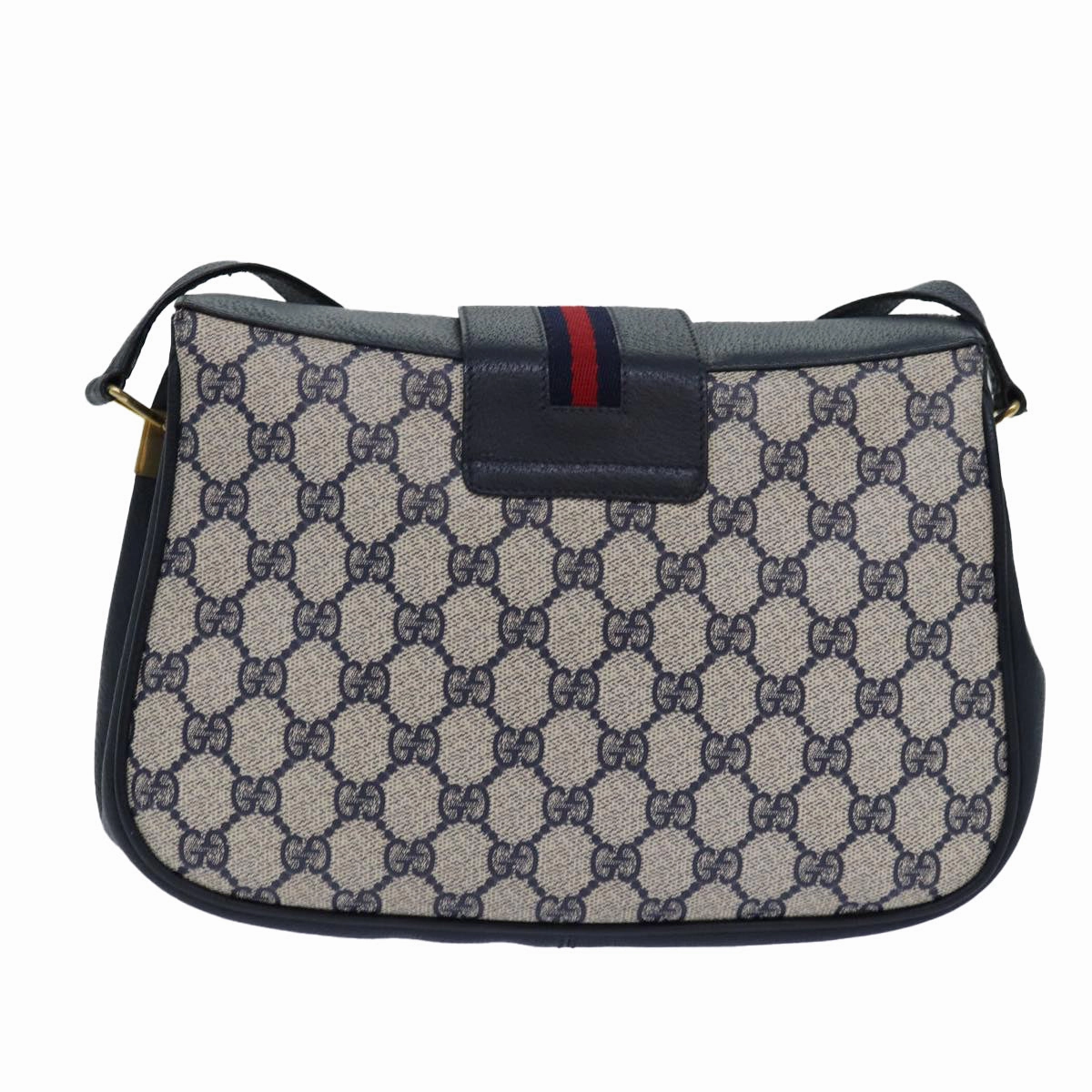 GUCCI GG Supreme Sherry Line Shoulder Bag PVC Navy Red 116 02 076  13428
