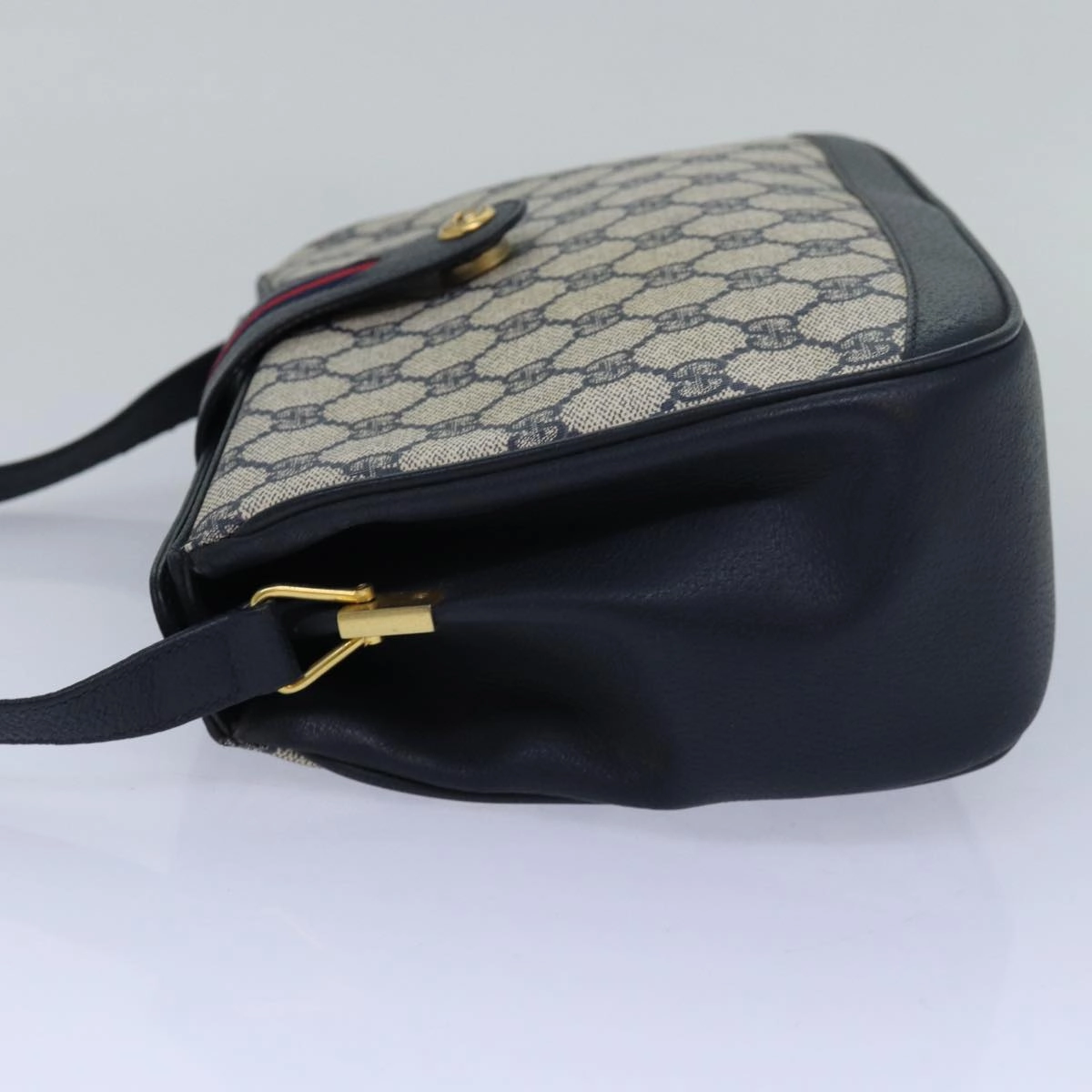 GUCCI GG Supreme Sherry Line Shoulder Bag PVC Navy Red 116 02 076  13428