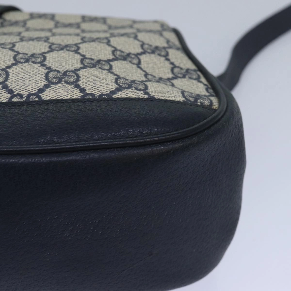 GUCCI GG Supreme Sherry Line Shoulder Bag PVC Navy Red 116 02 076  13428