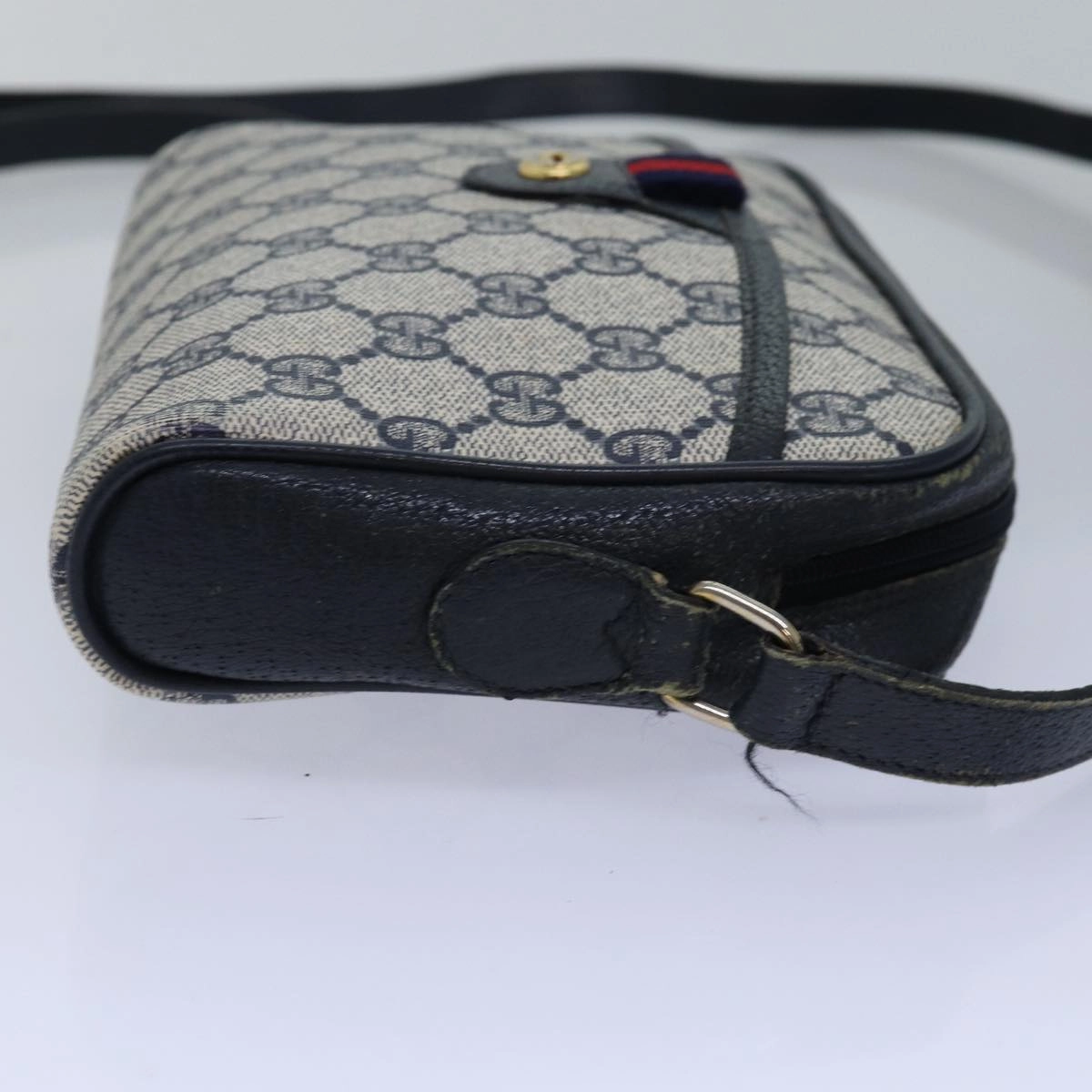 GUCCI GG Supreme Sherry Line Shoulder Bag PVC Navy Red 116 02 089  ep4504
