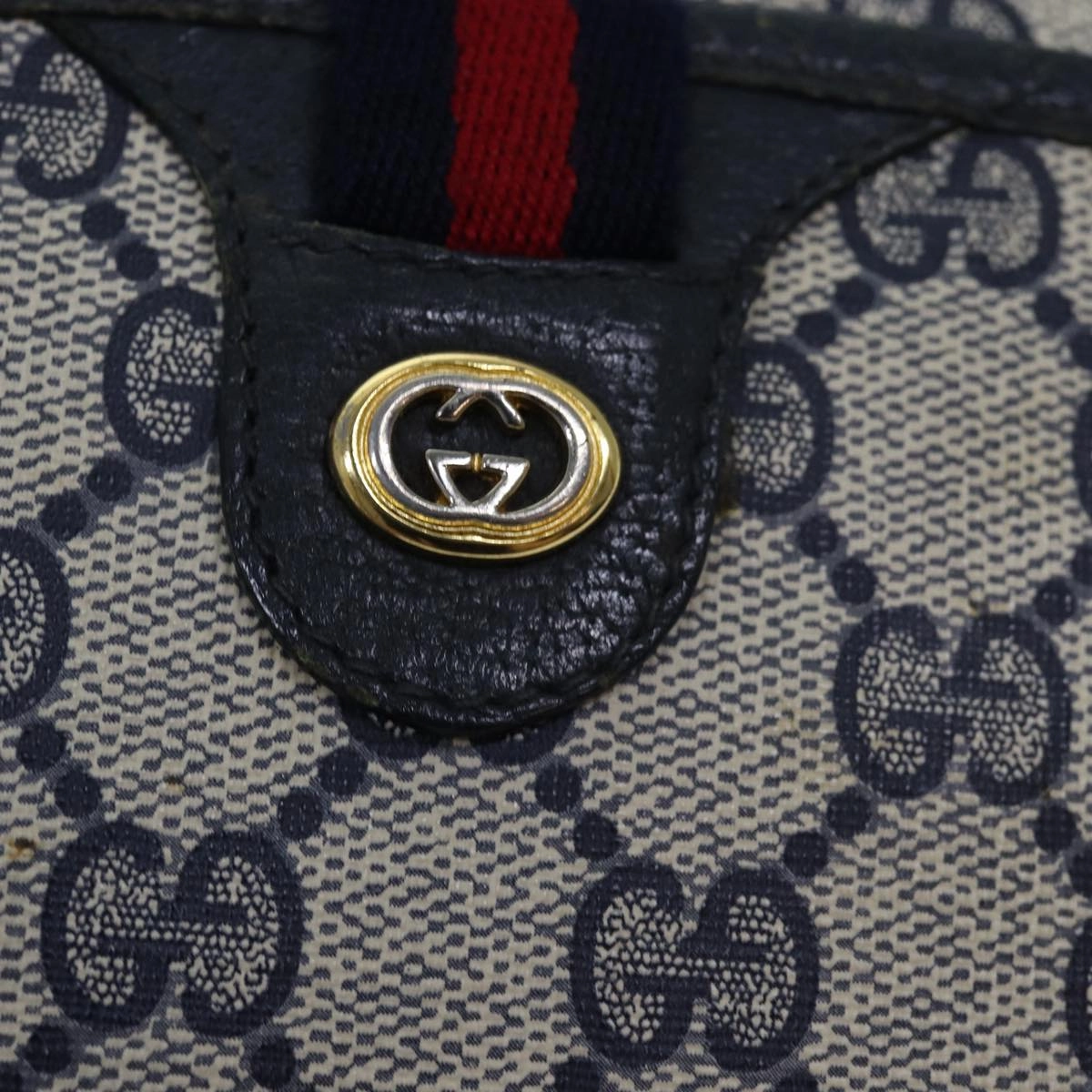 GUCCI GG Supreme Sherry Line Shoulder Bag PVC Navy Red 116 02 089  ep4504