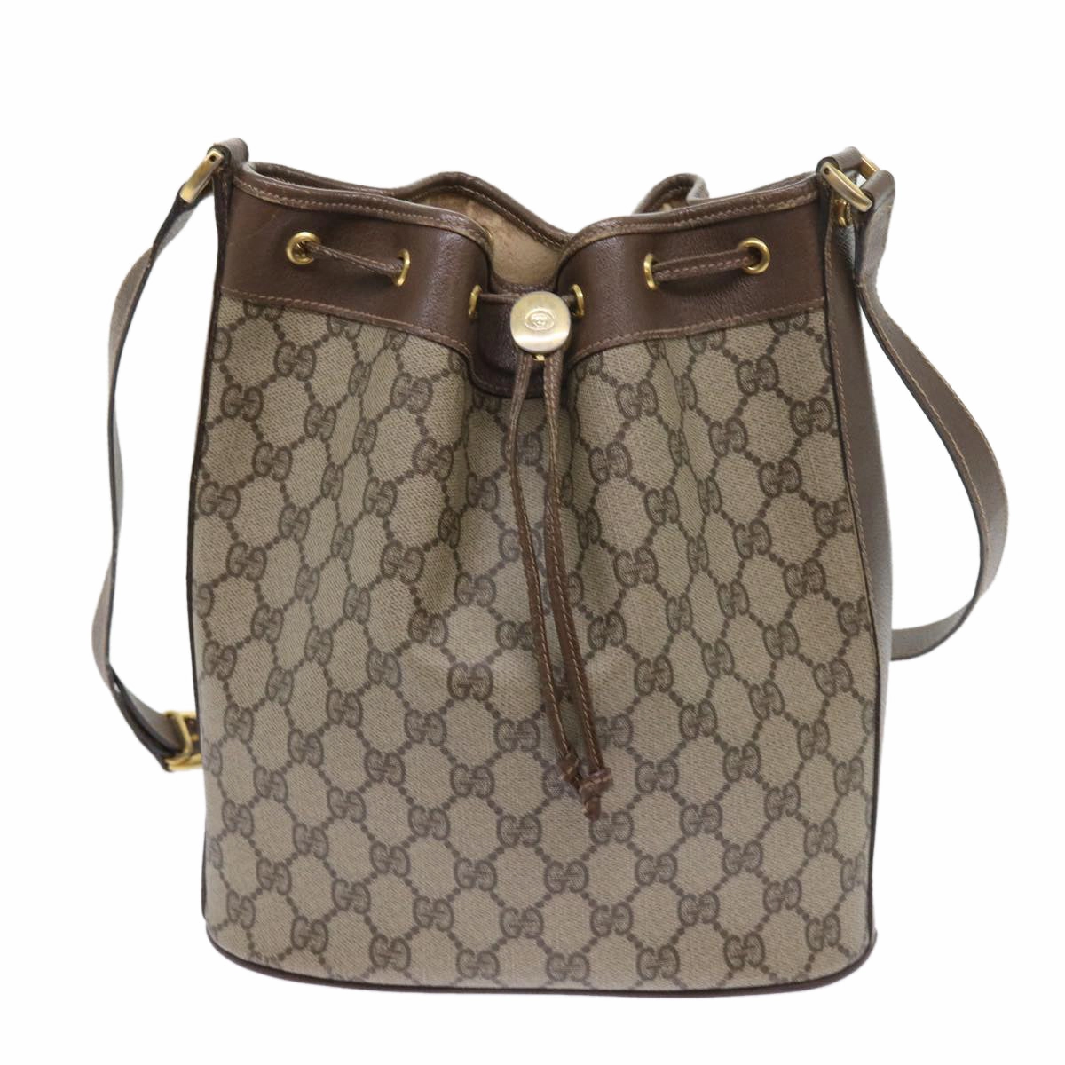 GUCCI GG Supreme Shoulder Bag PVC Leather Beige 001 115  57674