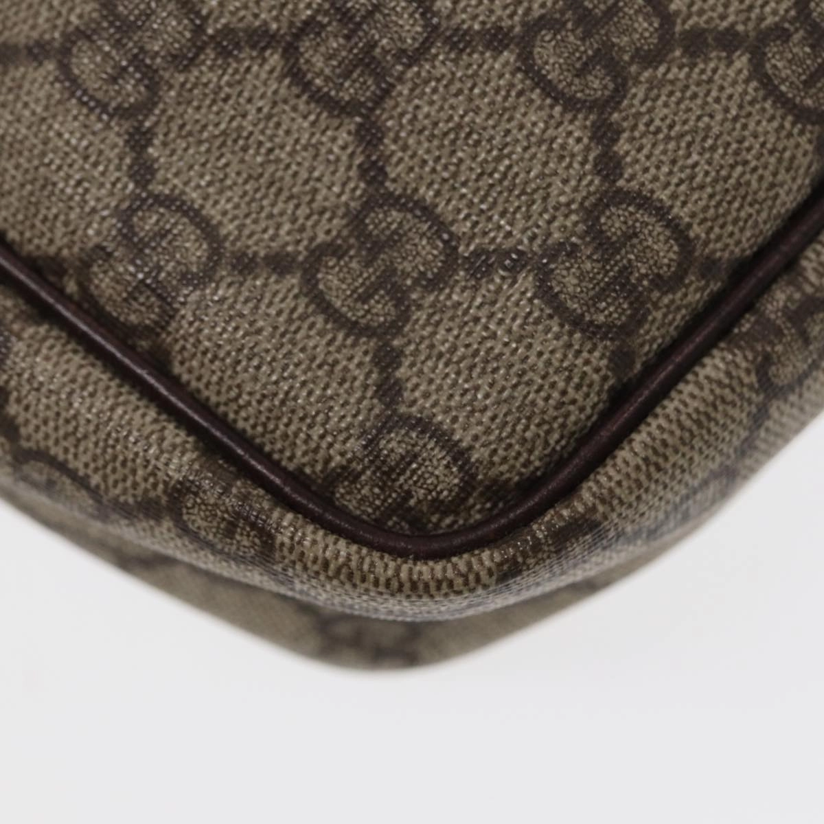GUCCI GG Supreme Shoulder Bag PVC Leather Beige Silver 114291  87094