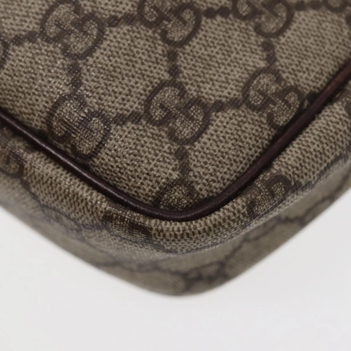 GUCCI GG Supreme Shoulder Bag PVC Leather Beige Silver 114291  87094