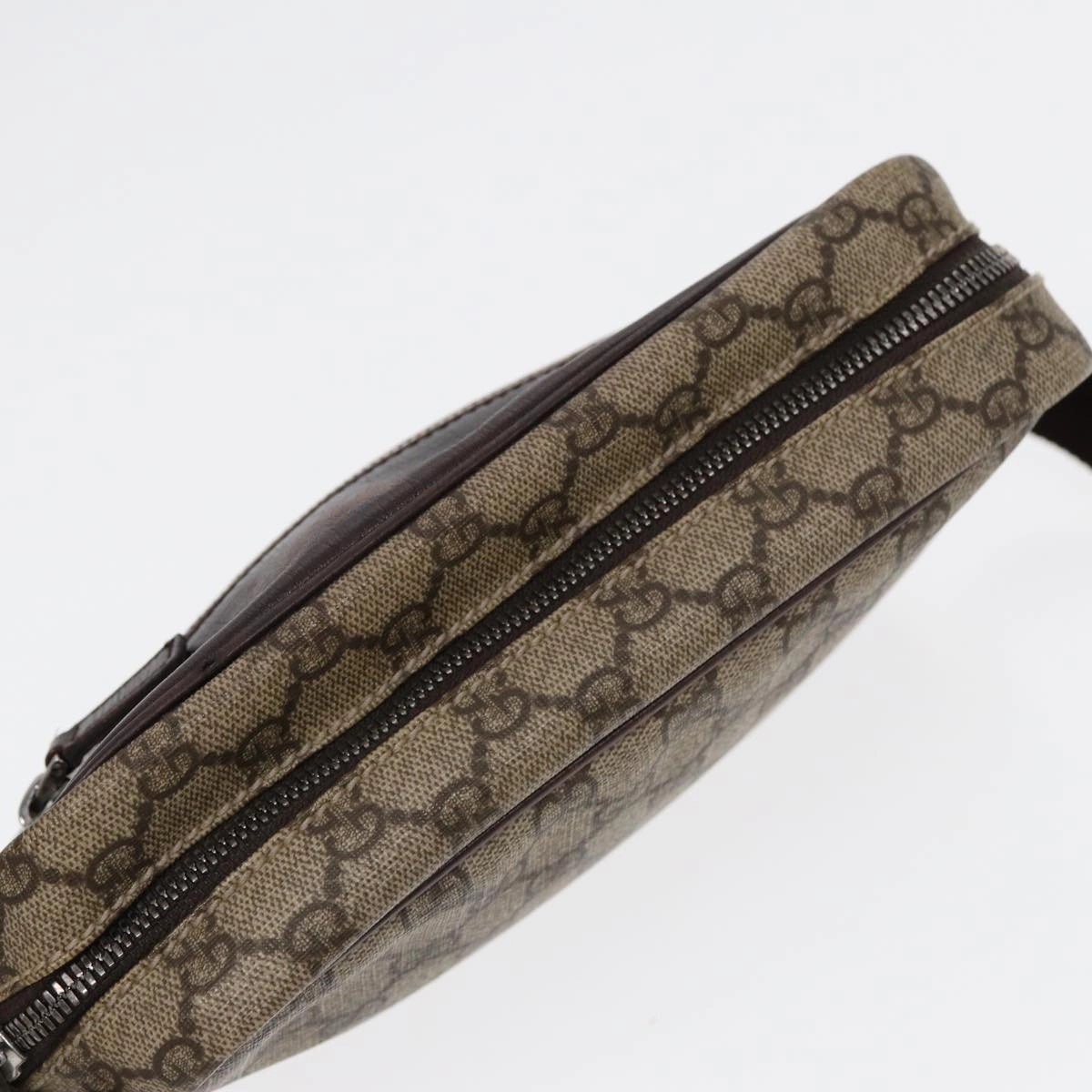 GUCCI GG Supreme Shoulder Bag PVC Leather Beige Silver 114291  87094