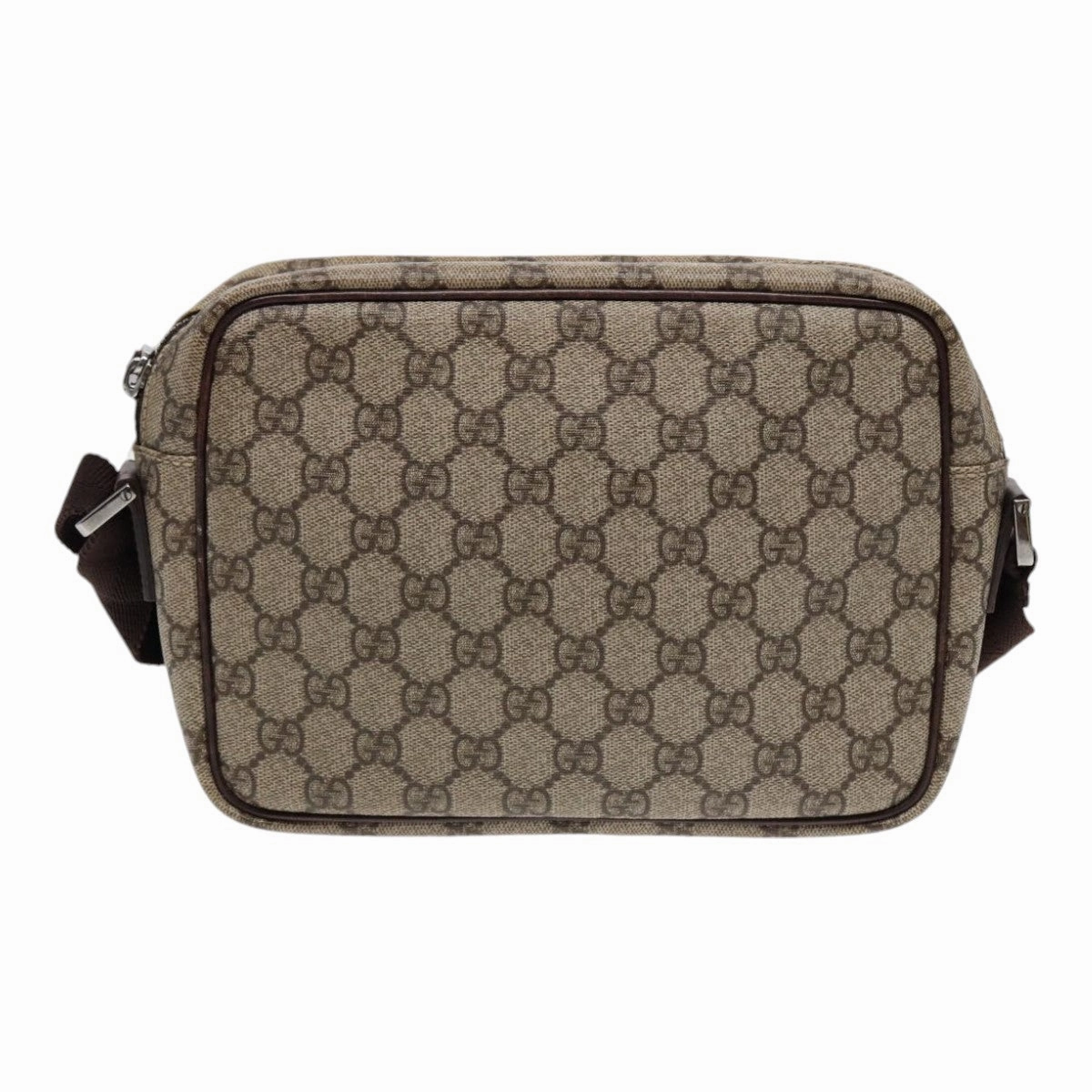 GUCCI GG Supreme Shoulder Bag PVC Leather Beige Silver 114291  87094