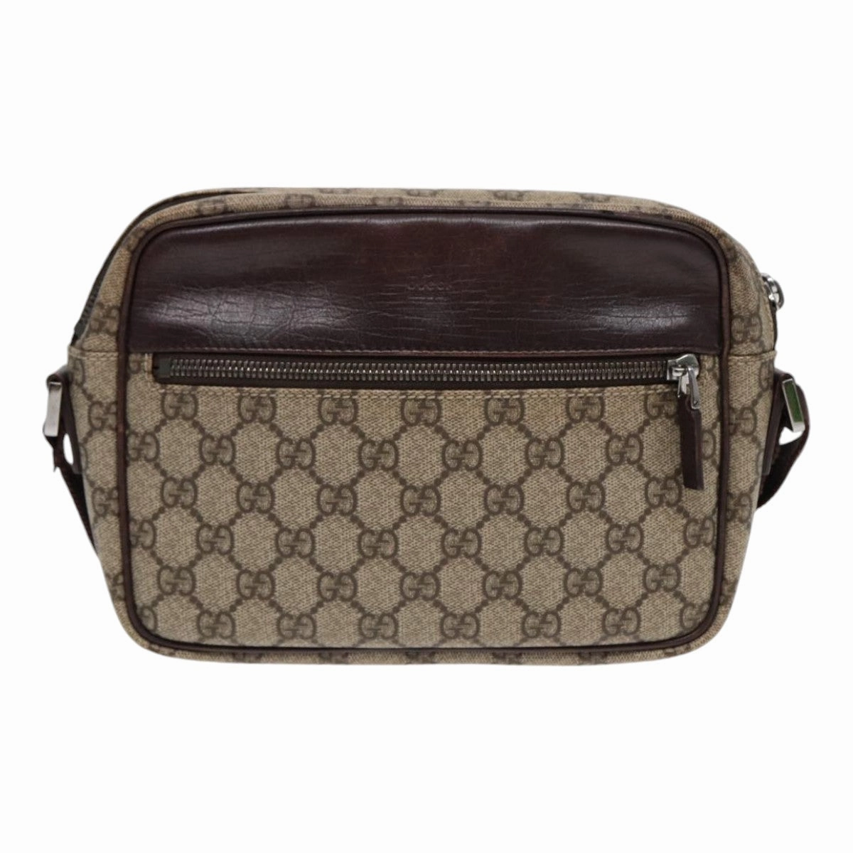 GUCCI GG Supreme Shoulder Bag PVC Leather Beige Silver 114291  87094