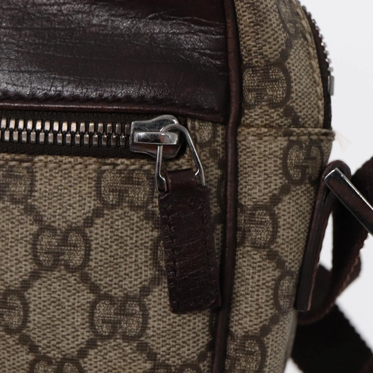 GUCCI GG Supreme Shoulder Bag PVC Leather Beige Silver 114291  87094