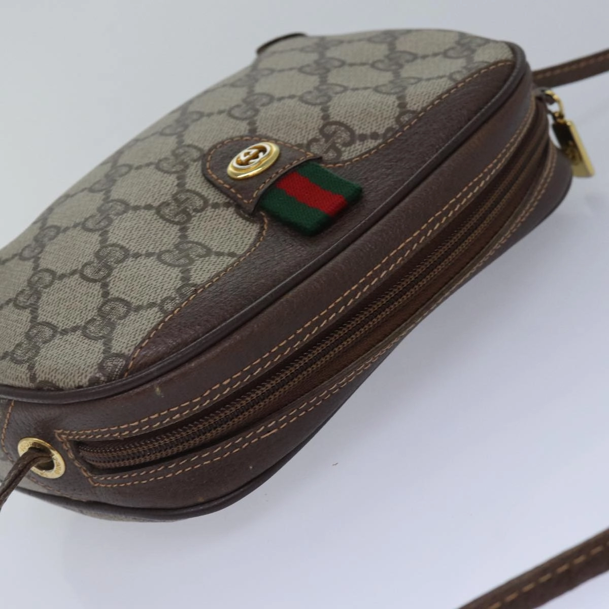 GUCCI GG Supreme Web Sherry Line Shoulder Bag Beige 001 904 2066  ep5238