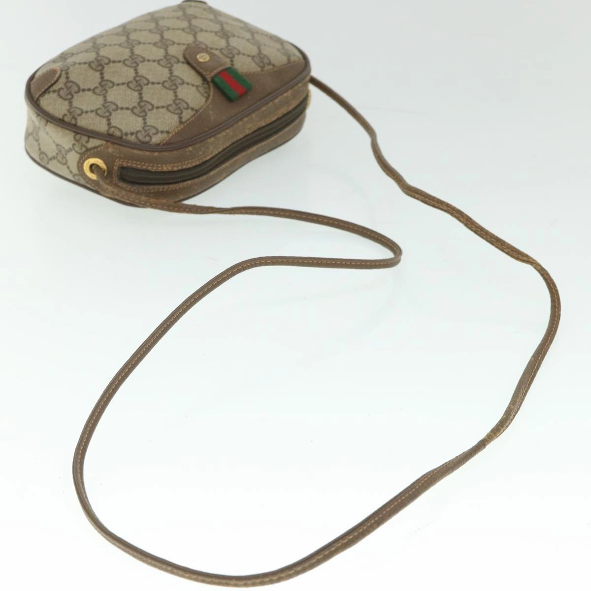 GUCCI GG Supreme Web Sherry Line Shoulder Bag Beige Red 156 02 066  8787