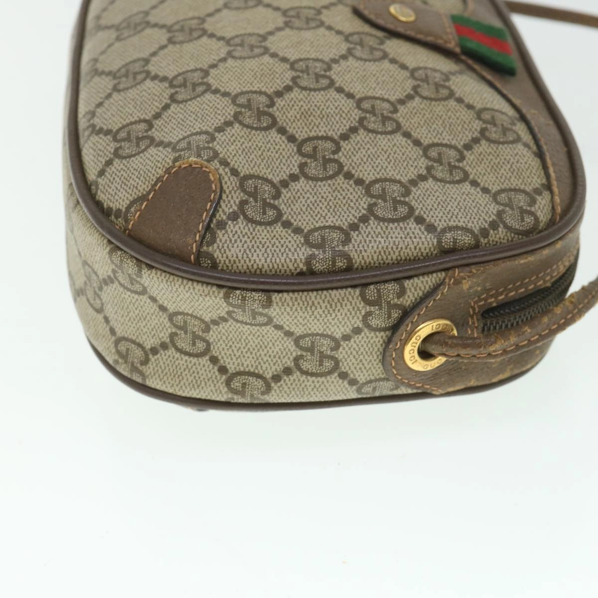 GUCCI GG Supreme Web Sherry Line Shoulder Bag Beige Red 156 02 066  8787