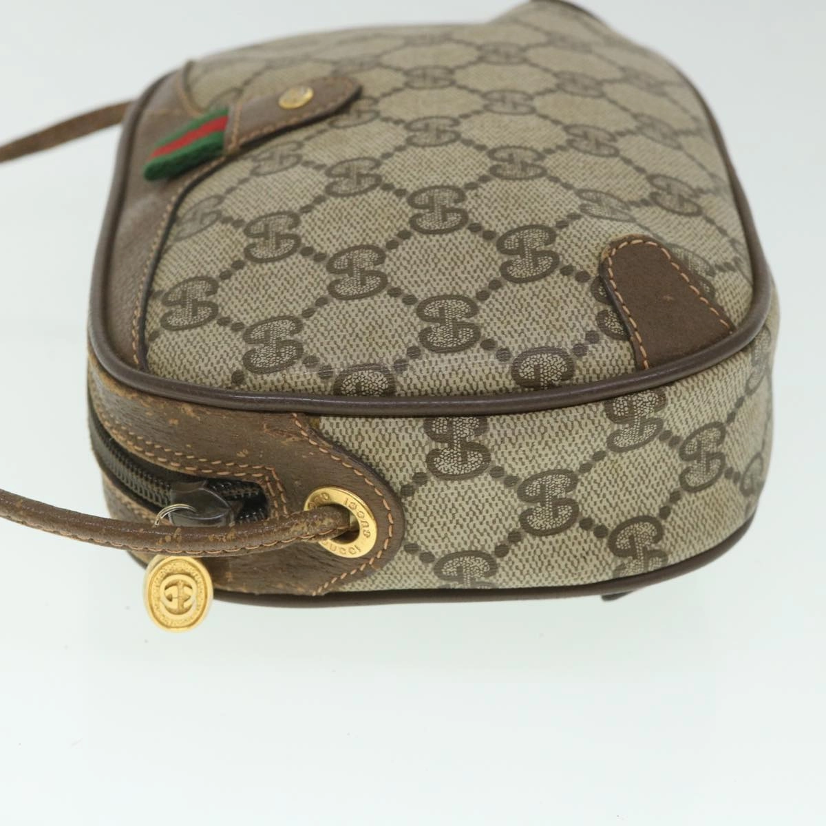 GUCCI GG Supreme Web Sherry Line Shoulder Bag Beige Red 156 02 066  8787
