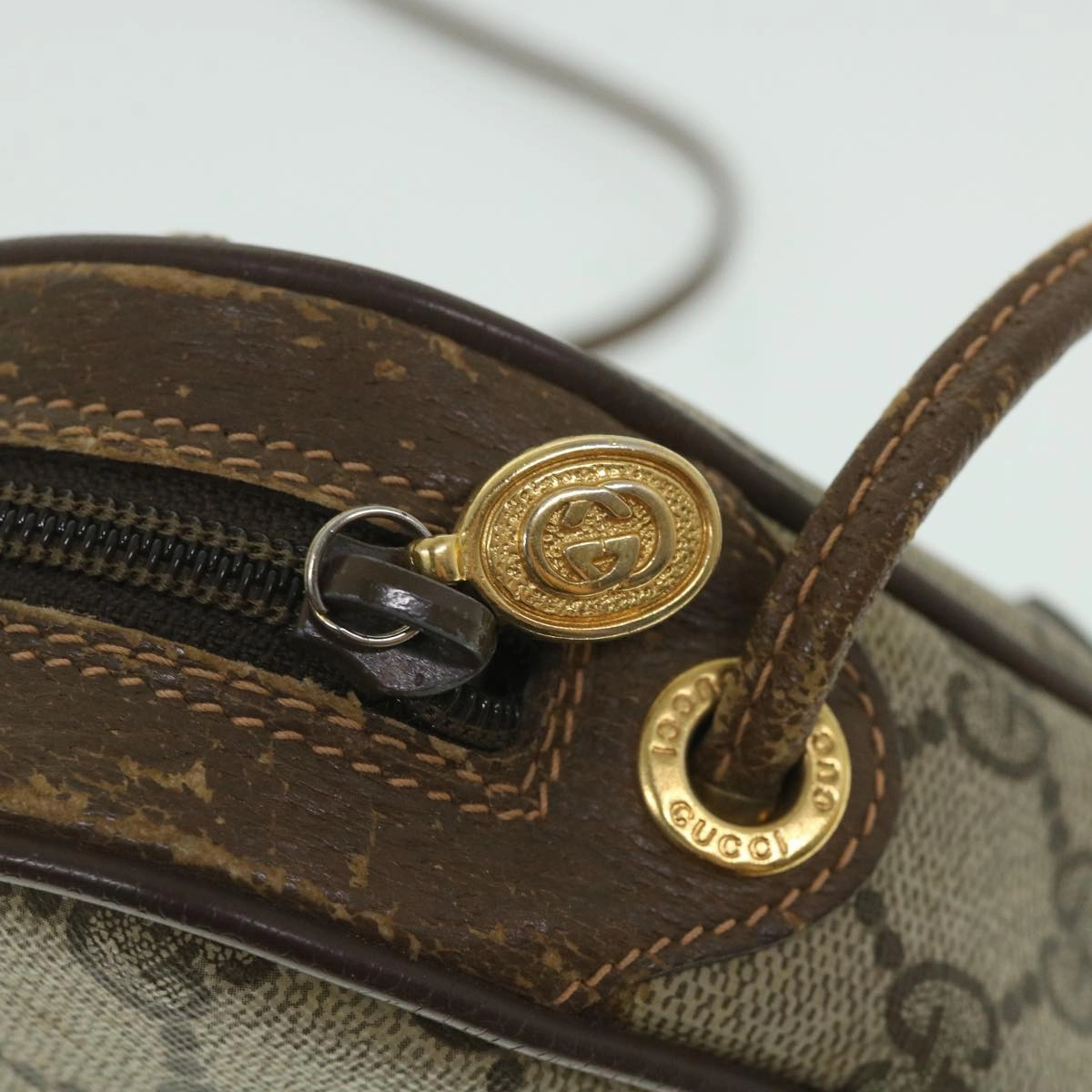GUCCI GG Supreme Web Sherry Line Shoulder Bag Beige Red 156 02 066  8787