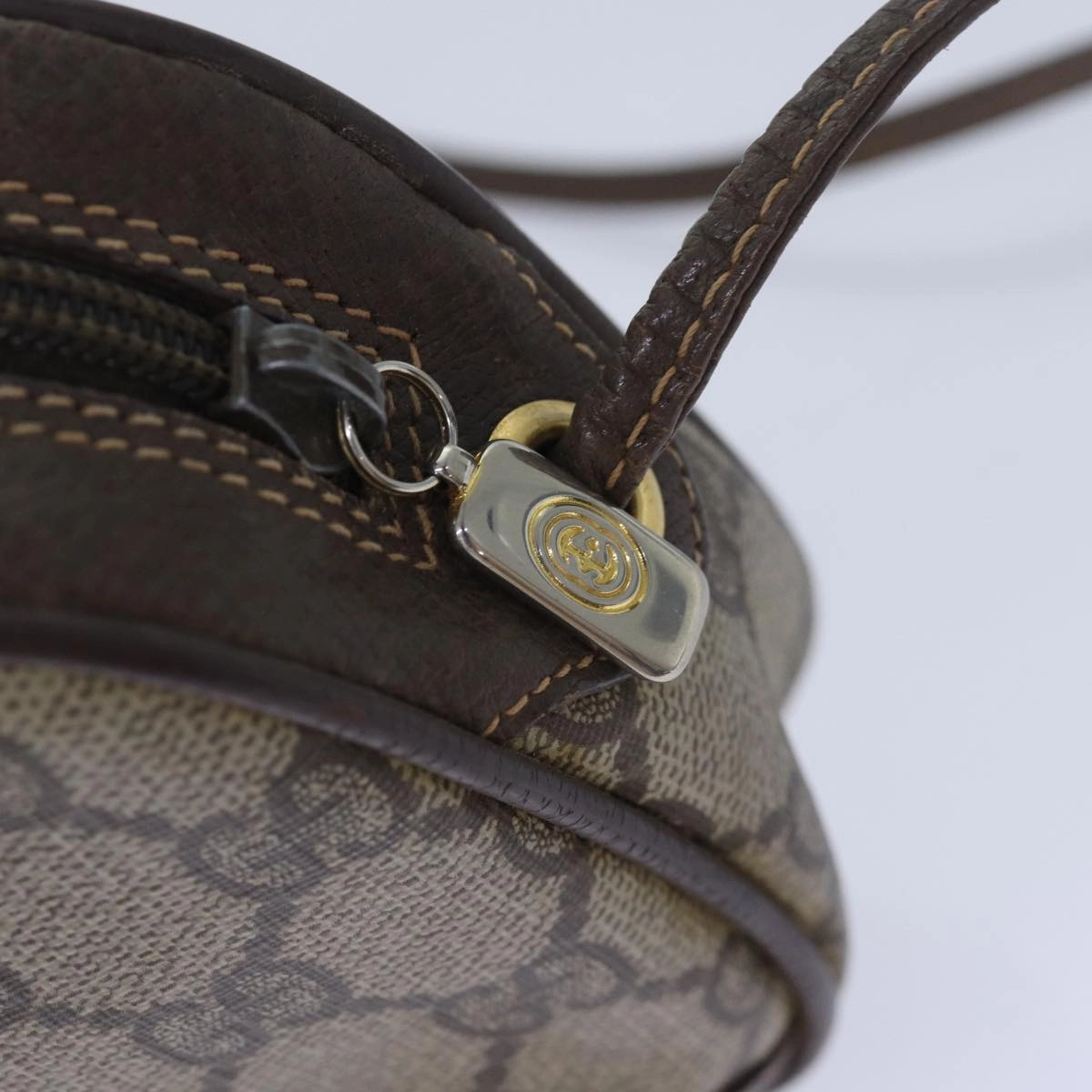 GUCCI GG Supreme Web Sherry Line Shoulder Bag PVC Beige 156 02 066  83926