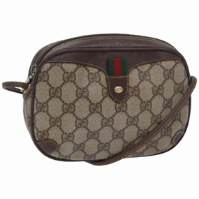GUCCI GG Supreme Web Sherry Line Shoulder Bag PVC Beige 156 02 066  83926