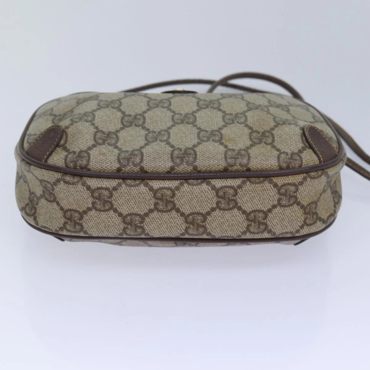 GUCCI GG Supreme Web Sherry Line Shoulder Bag PVC Beige 156 02 066  83926