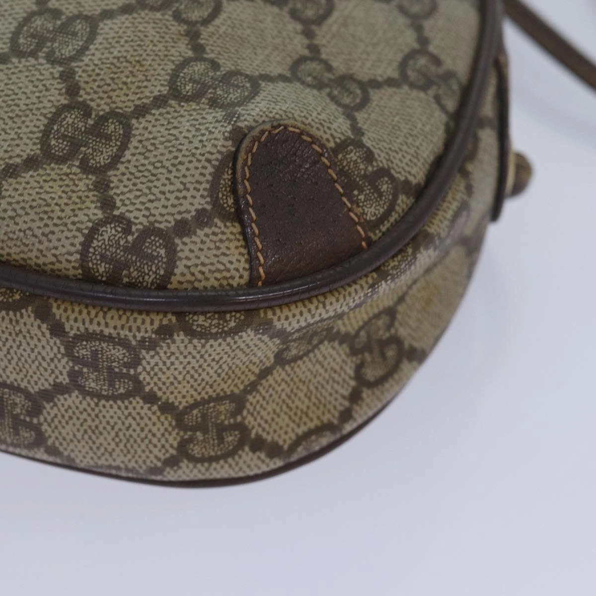 GUCCI GG Supreme Web Sherry Line Shoulder Bag PVC Beige 156 02 066  83926